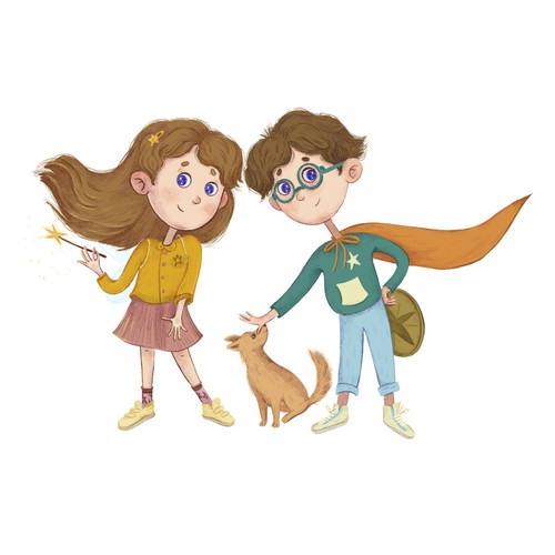 Lively design with the title 'The main characters for book cover design'