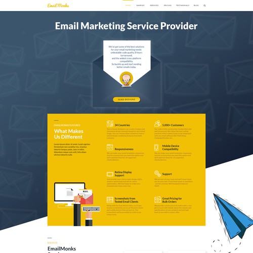 Business website with the title 'Creative Homepage Design for an Email Marketing Service Provider'