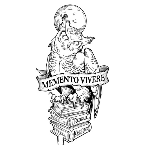 Engraving illustration with the title 'Gothic Engraving Owl Design'