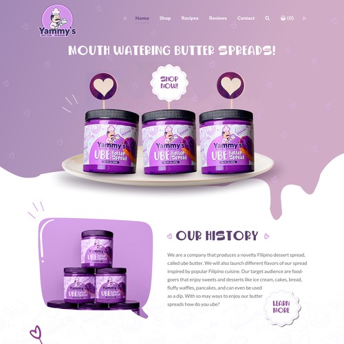 Butter design with the title 'Need a vibrant web design for novelty food company'