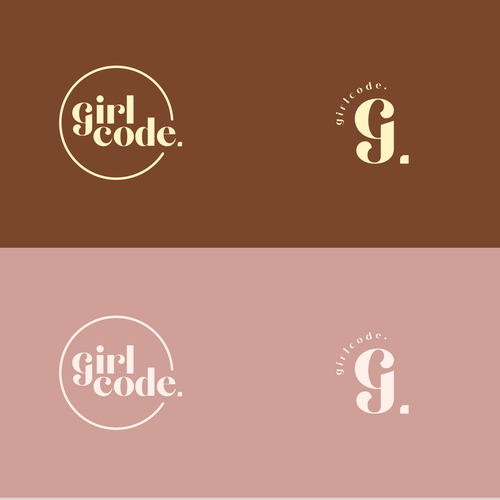 Initial logo with the title 'girlcode. logo design'