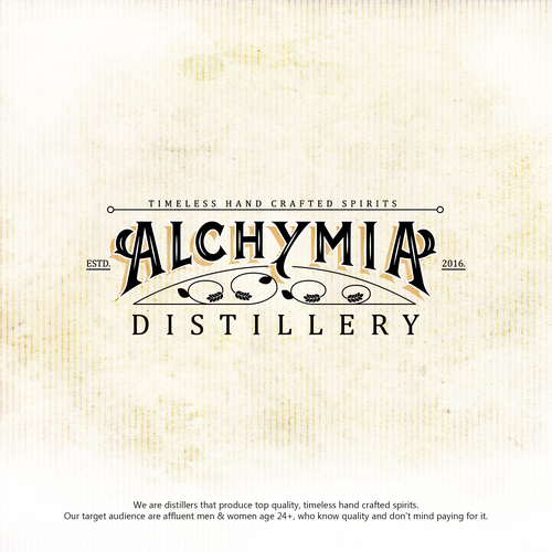 Spirit logo with the title 'Alchymia Distillery'
