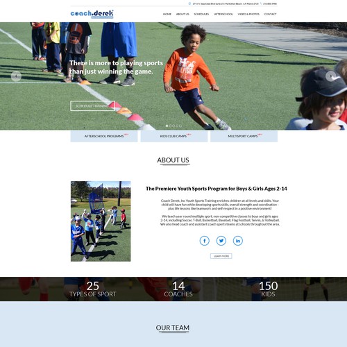 Coaching website with the title 'Coach Derek website '