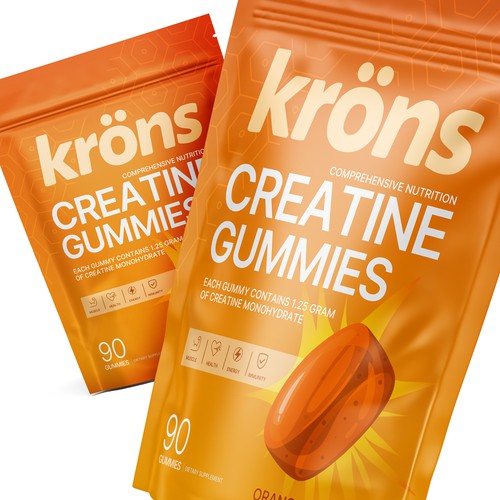 Elegant packaging with the title 'Creatine Gummies'