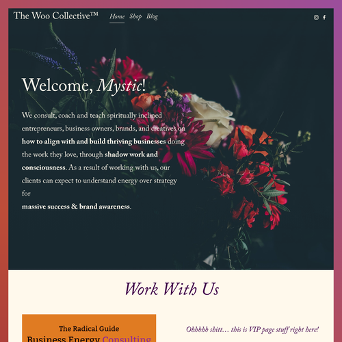 Mystic design with the title 'The Woo Collective'