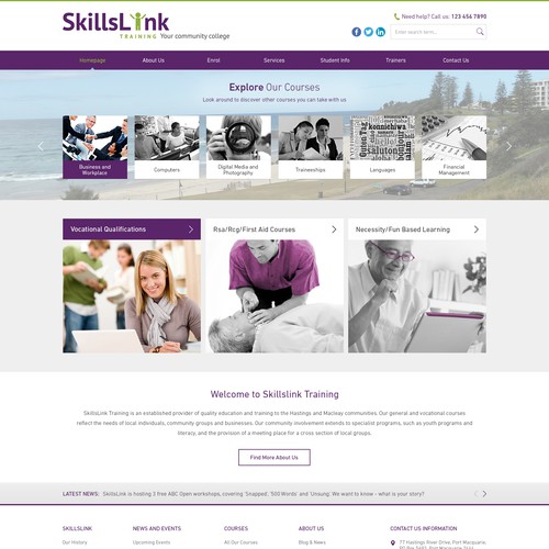 Education website with the title 'Skills Link Training'