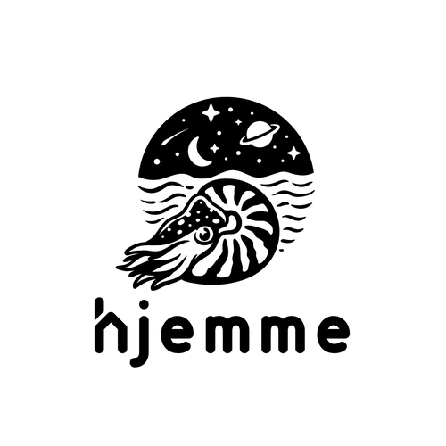 Space logo with the title 'Hjemme logo design'