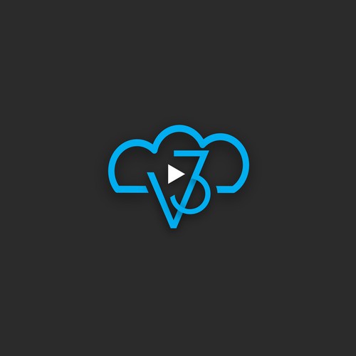 Play button logo with the title 'Tech logo for cloud based company'