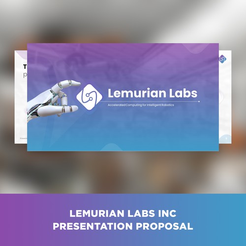 Robotics design with the title 'PowerPoint Deck for Lemurian Labs Inc.'