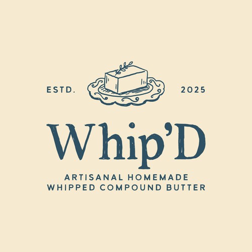 Homemade logo with the title 'Whip’D Artisanal homemade whipped compound butter'
