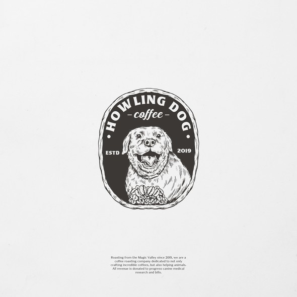 Bully dog logo with the title 'Howling Dog Coffee'