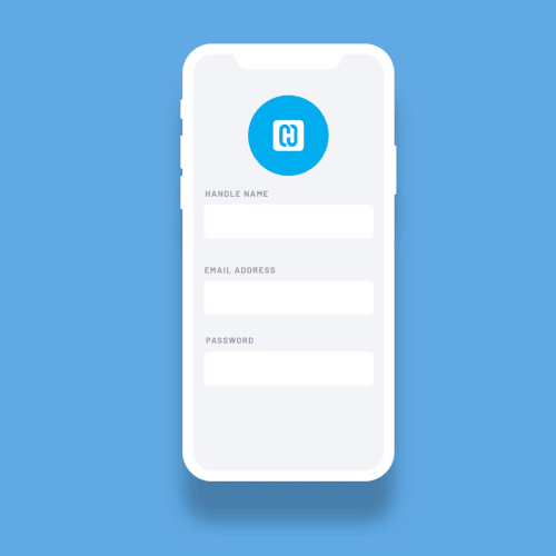 Ad design with the title 'Handle site mobile app mockup process'