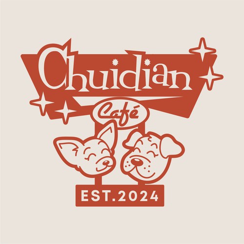 Dog logo with the title 'Winner of Chuidian Cafe Contest'