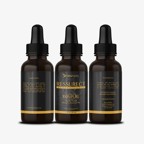 Hair label with the title 'Label packages design for Renuherbs'