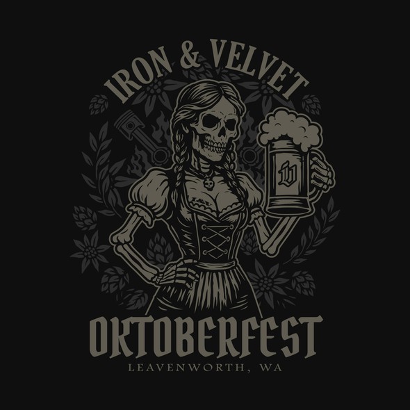 Skeleton t-shirt with the title 'Rebel Skeleton Oktoberfest T-Shirt Design'