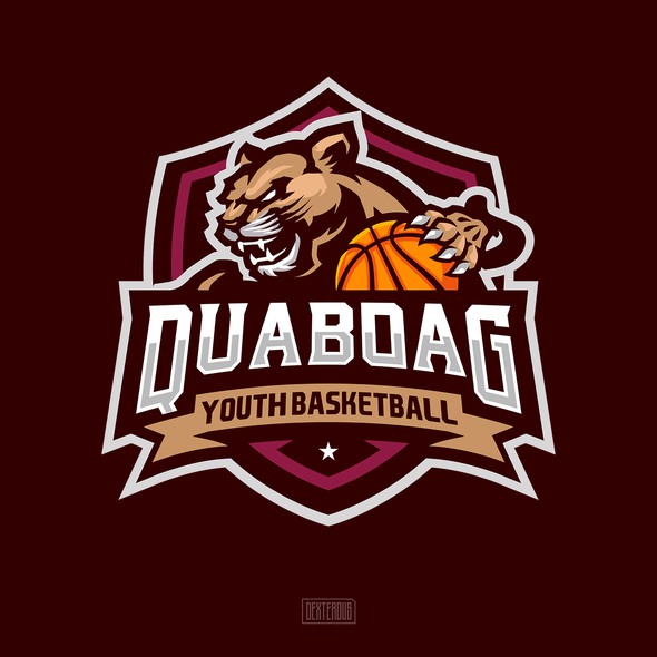 Cougar logo with the title 'Quaboag Youth Basketball Logo'