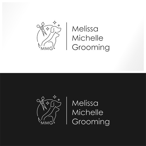 Pet grooming logo with the title 'dog, cat'