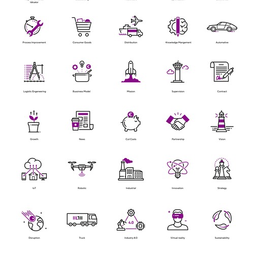 Project design with the title 'Icon Library for Logistic Company'