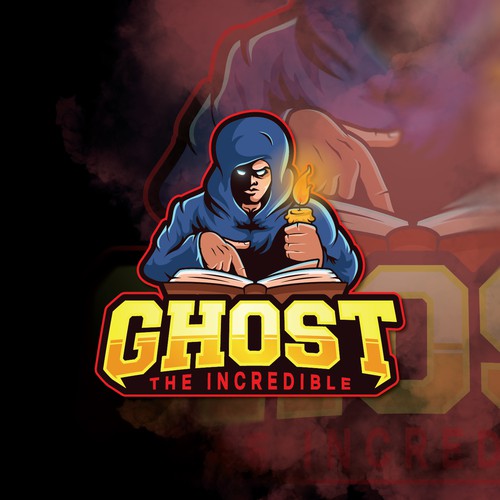 Rapper design with the title 'Ghost the incredible - Illustrative logo for a rapper and a story teller'