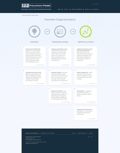 Management website with the title 'Website design for Procurement Power'
