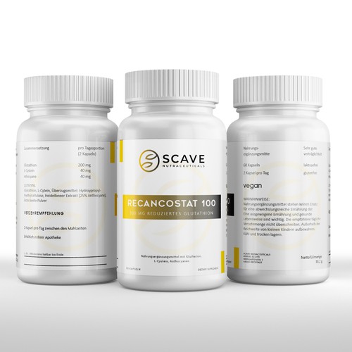 Medical label with the title 'create a llabel for recancostat 100'