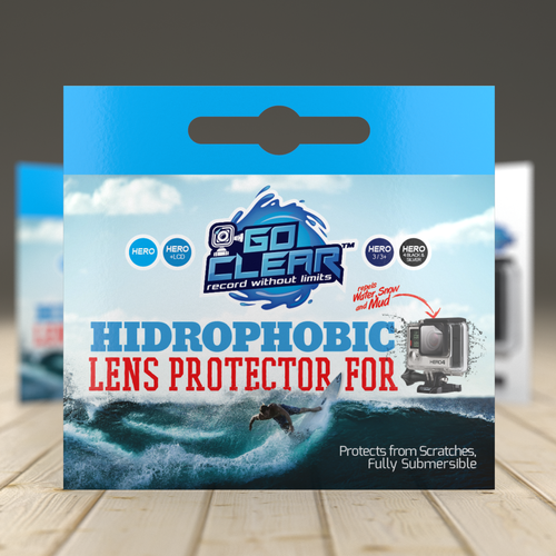 Water packaging with the title 'Design for Go Pro Lens'