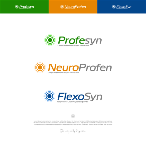 Medical logo with the title 'Custom Pain Cream Logos'