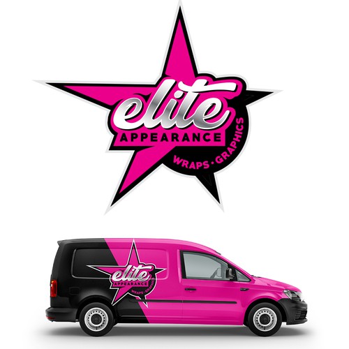 Car dashboard accessories logo with the title 'vehicle wrap and graphics company logo'