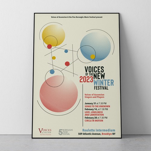 Bauhaus design with the title 'Poster for music festival'