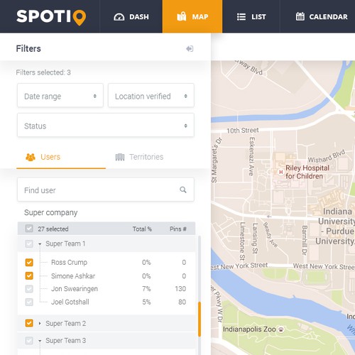 Track design with the title 'Design for sales tracking and territory management application '