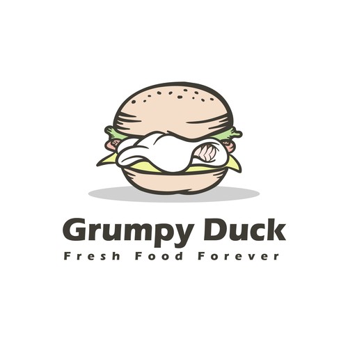 Vegetarian logo with the title 'Logo Grumpy Duck'