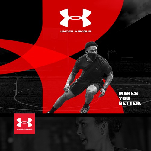 Slide design with the title 'Under Armour Powerpoint Design'