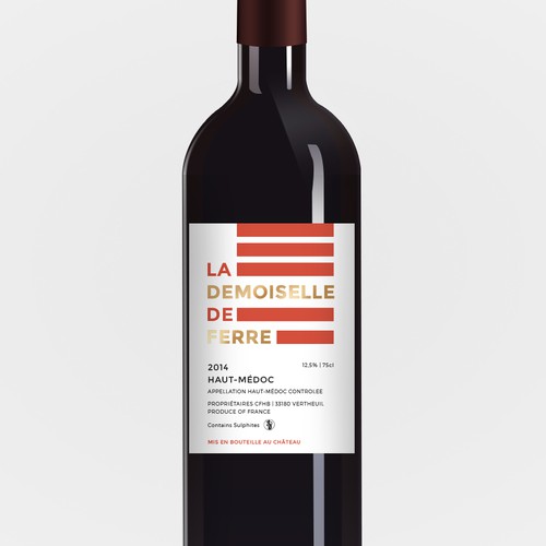 Alcohol label with the title 'Modern Wine Label for French Red Wine'