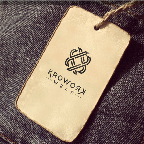 Keyboard design with the title 'Erstellt ein einprägendes junges Label für Berufsbekleidung. Create a young workwear label'