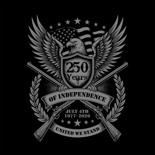 American t-shirt with the title '250 of Independence USA'