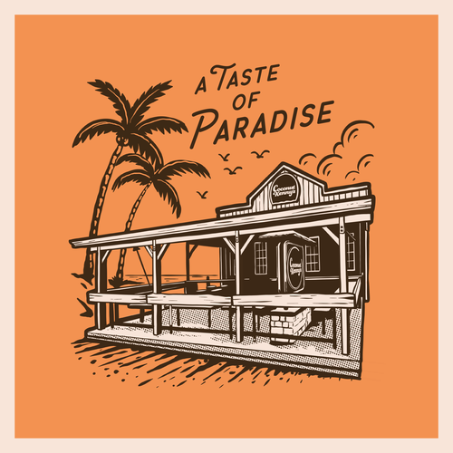 Nautical design with the title 'Coconut Kenny's - A Taste of Paradise T-shirt'