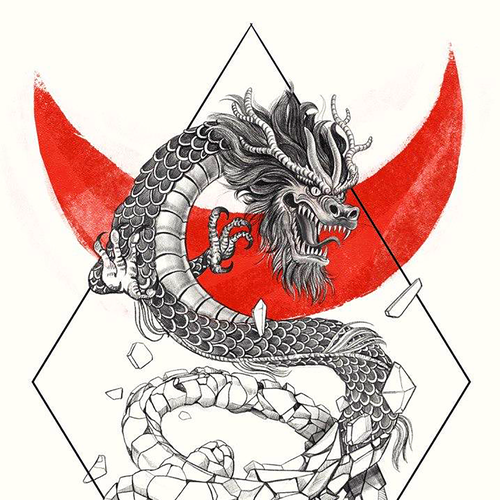 Dragon artwork with the title 'Red Moon Dragon Breaks the Curse'