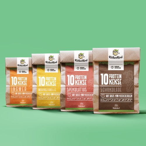 Biscuit packaging with the title 'KicherKerl Packaging'