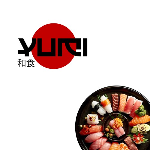 Japanase restaurant logo with the title 'YUMI Japanese Restaurant- Minimal cultrual Logo'