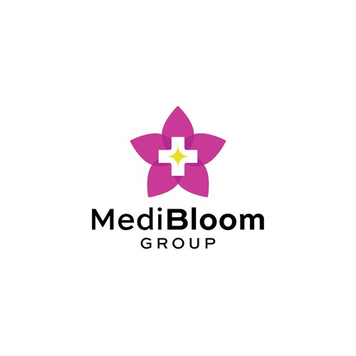 Cross design with the title 'Bright , flower inspired logo for medical group'
