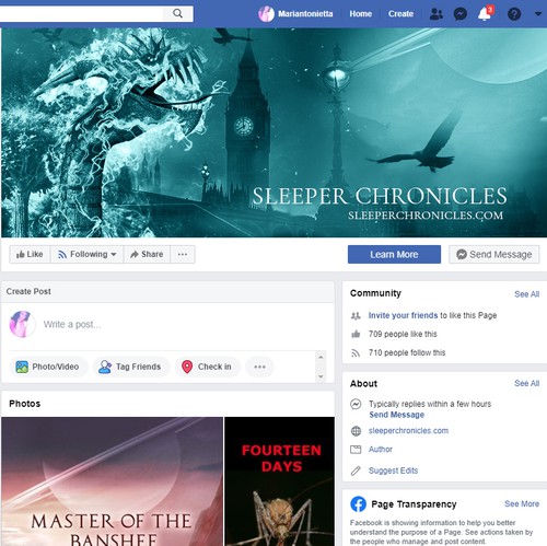 London design with the title 'facebook cover for Sleeper chronicles'