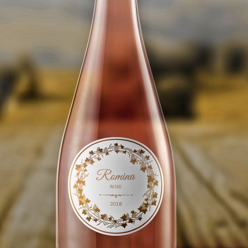 Rose label with the title 'Wine bottle premium label design'