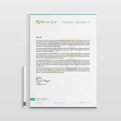 Letterhead design with the title 'CLEAN+SIMPLE+MODERN'