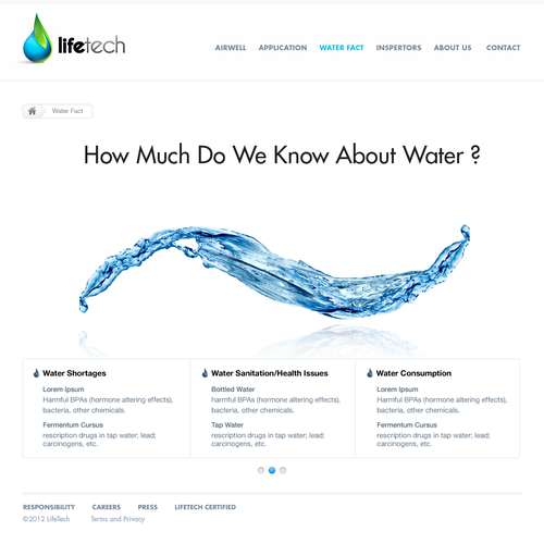 UX/UI website with the title 'Website design for LifeTech: Turn air into drinking water'