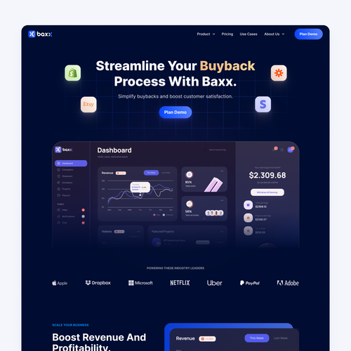 Icon website with the title 'Modern Website for Baxx'