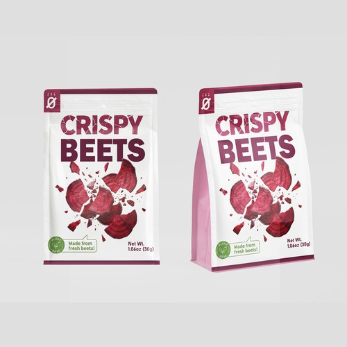 Brand packaging with the title 'Crispy Beets Packaging design'