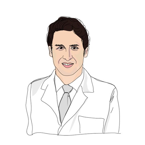 Drawing design with the title 'Retro 1950's Doctor illustration for RealDose'