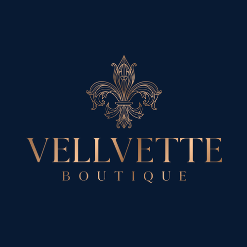 Navy design with the title 'VELLVETTE BOUTIQUE'