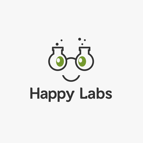 Test tube logo with the title 'Happy Labs'