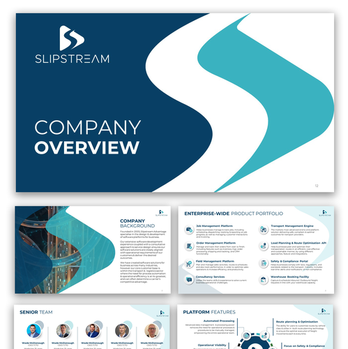 Logistics design with the title 'SlipStream Logistics Powerpoint Deck'